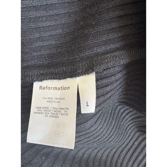 Reformation Hosby Tie Front Ribbed Knit Black Dress Size L - Picture 7 of 7